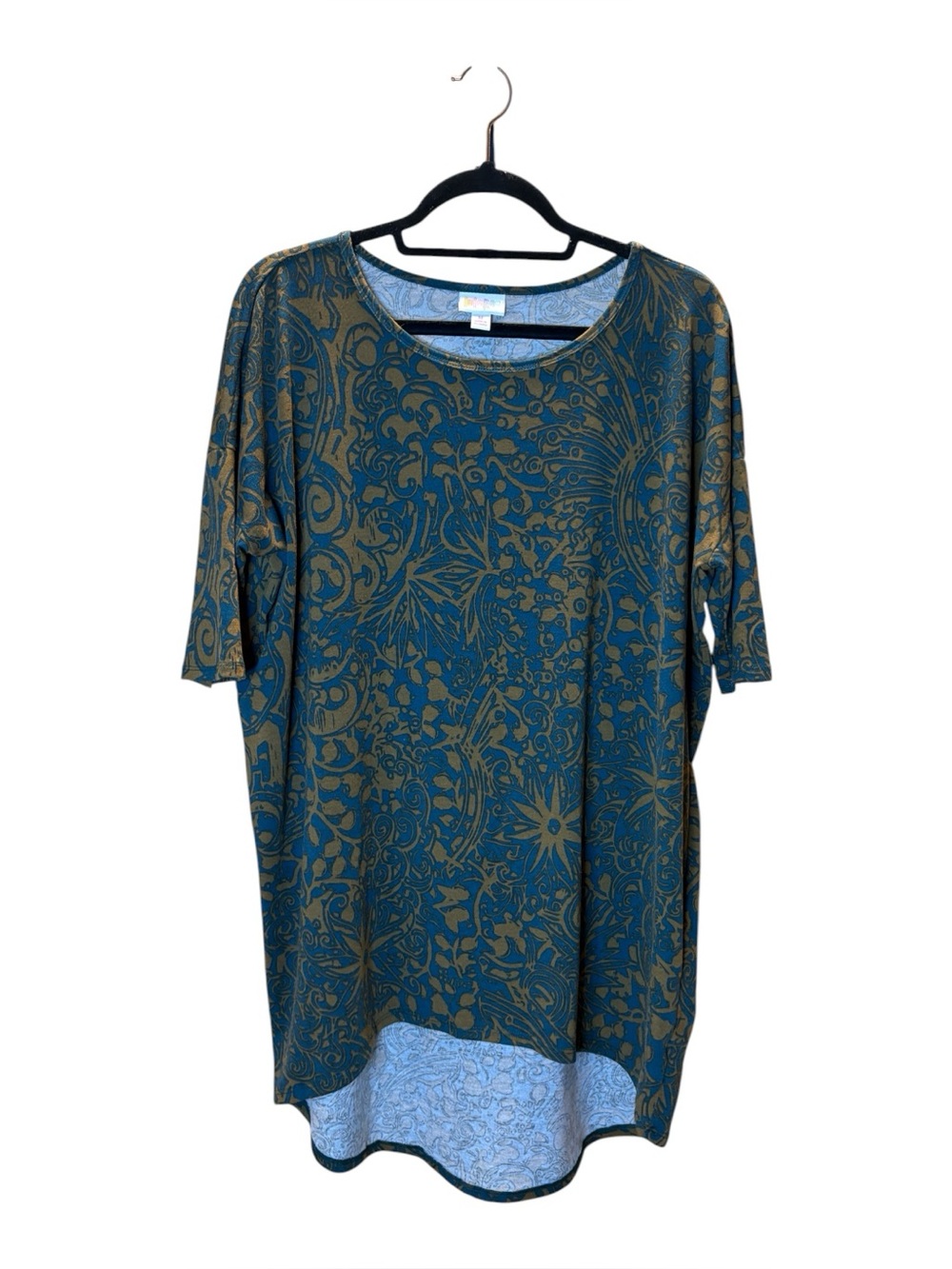 LuLaRoe Green & Gold Floral-Pattern Tunic